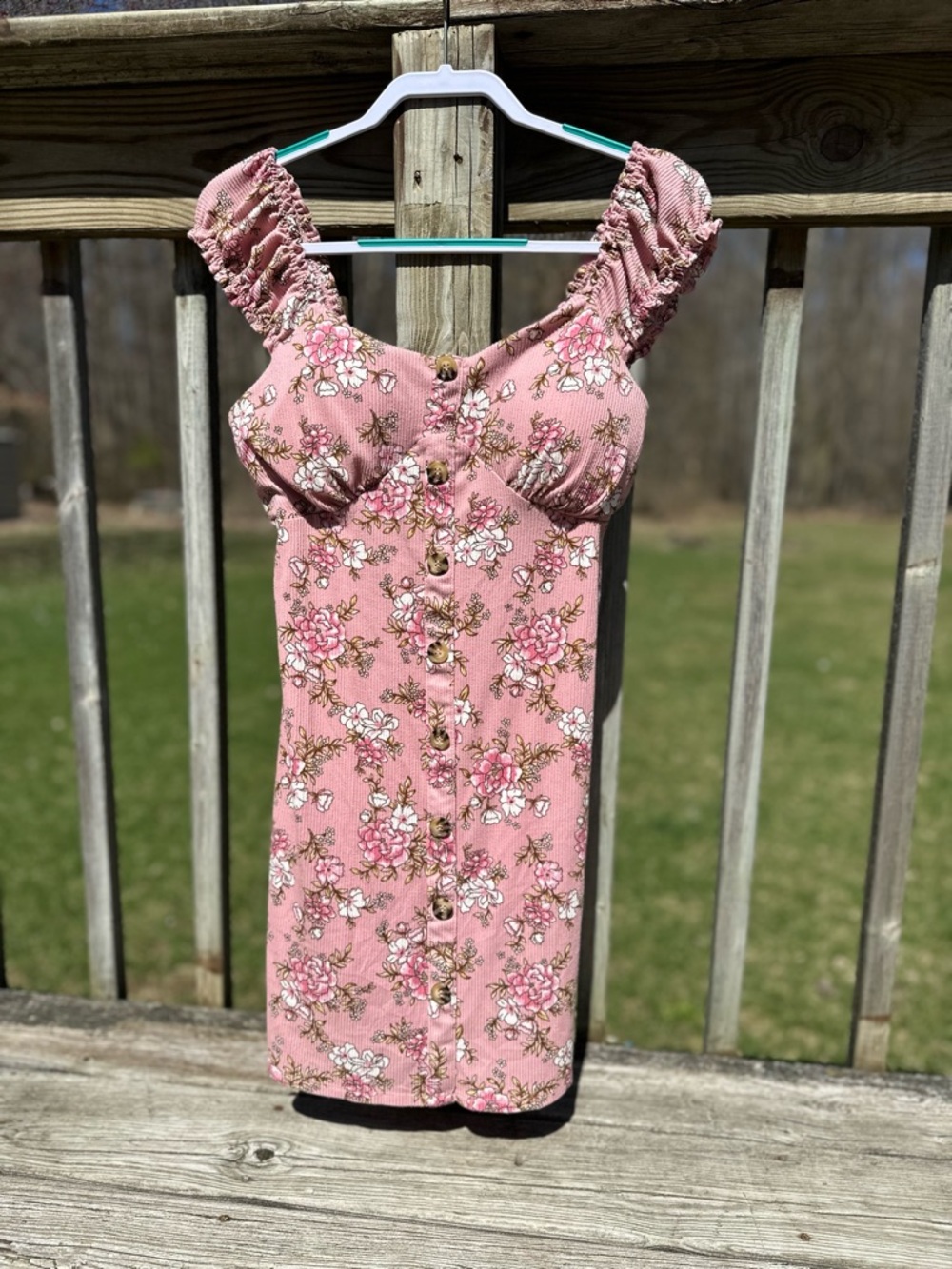 No Boundaries Rose Pink Floral Button-Front Mini Dress